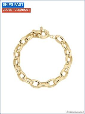 18k Gold Plated Statement Chain Bracelet for Women - Bold Link Design